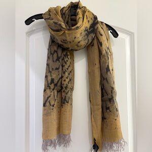 Animal tones in wool and linen scarf from Eileen Fisher.